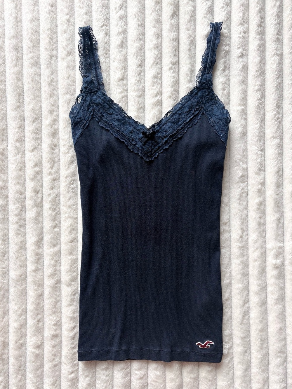 Hollister Vintage Navy Lace Trim Cami